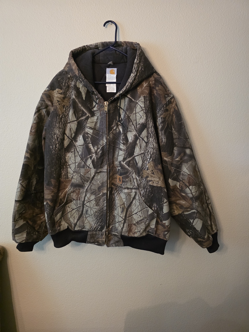 Carhartt J143 CMO Active Jacket Men's 2XL Mossy Oak Camo Hooded Insulated Full Z